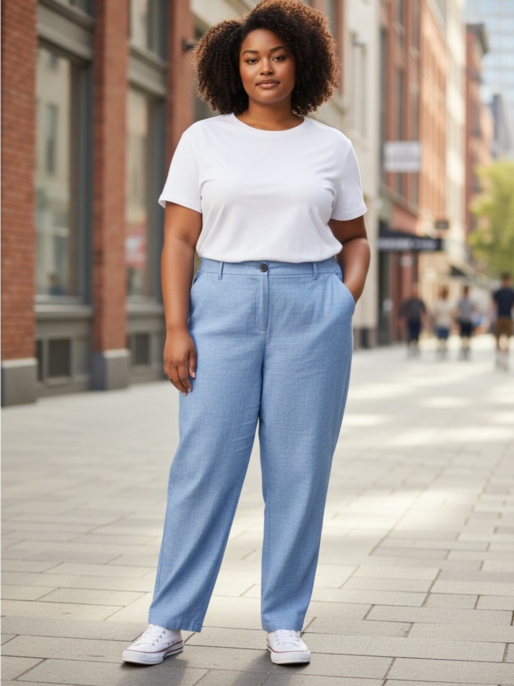 Talbots Girlfriend Chino Chambray Blue Pants Size 16W